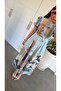 Picasso Patterned Dress Light Blue - 3