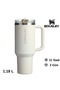 The Quencher Protour Flip Straw Tumbler Thermos with Straw 1.18 Lt Flask with Straw Bej