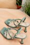 Green Staple Detailed Three-Stripe Women's Heeled Shoes K404571109 - 5