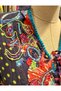 Women's Multicolor Bohemian Dress - Ethnic Patterned Long Dress with Tassel Detail on the Chest - 2