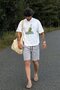 Painted Gray Adjustable Waist Pocketed Short Men's Shorts 6544