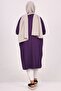 28092 Large Size Low Sleeve Combed Cotton Tunic-Purple - 5