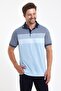 Men's Long Polo Neck Pocket Short Sleeve Navy Blue T-Shirt - 4