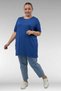 58507 Plus Size Collar Piped T-Shirt in Combed Cotton - Indigo