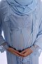 Effortt Maternity Pajama Set with Hijab, Soft Textured Cotton Long Robe - Blue - 5