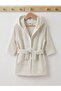 Hooded Bathrobe with Pockets - Beige