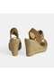 Beige Women's Rubber Banded Slingback Wedge Heeled Suede Espadrille - 7