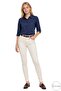 Women's Linen Navy Blue Sleeve Fold Button Collar Long Sleeve Shirt - 6