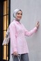 Striped Buttoned Modal Tunic with Side Laces - Pink - 7