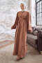 Rona Arms Patterned Abaya - Camel - 2