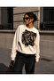 Baskı Detaylı Sweatshirt Bej