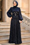 فستان سهرة إسلامي مطرز بالخرز باللون الأزرق الداكن 70171L