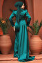 Beaded Green Hijab Evening Dress 23122Y - 4