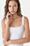 Women's White 95% Cotton Square Neck Tank Bodysuit - 4
