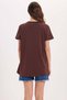 Women's Relax Fit Relaxed Cut Short Sleeve Crew Neck Brown T-Shirt - 8