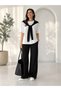 Oversize Modal Fabric Double Layered Top and Bottom Set with Scarf - 4