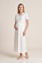 Maternity Nightgown and Robe Set/Cotton Postpartum Set/Short-Sleeved Nightgown/Lace, Piped Collar - 2