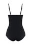 Women's Swimsuit with Gathering Accessories Black Leaf Pareo Set of 2 Stylish and Slimming Effect - 2