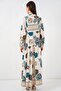 Bdart Ethnic Patterned V-Neck Buttoned Maxi Dress - 5