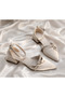 Stone-Embellished Satin Heeled Shoe with Bow - 2