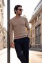 Men's Crew Neck Mink Sweater Knitwear Honeycomb Knit Solid Color Classic Fit - 5243C