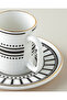 White Mirage Bone Porcelain 4 Piece Coffee Cup Set for 2 People 90 ml Black-White-Gold - 4