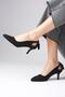 Drop Black Color Suede Women's Low Heeled Shoes