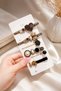 Black Figured Hairpin Set Heart Teddy Bear Pearl Stone Women's Hairpin - 4