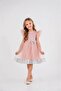 Girls' Evening Dress with Ruffled Sleeves Glitter Sequin Bow Detail