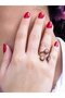 Natural Stone Pink Quartz 3-Piece Natural Stone Antique Model Women's Adjustable Ring Euy89Pk - 2