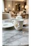 Set of 2 Porcelain Cups with White Floral Motifs - 2