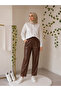 Tan Leather Trousers with Elastic Waist