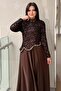 Sequin Detailed Curved Evening Dress - 3