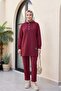 Snap-Fastened Arma Detailed Double Combed Cotton Set - Burgundy - 5