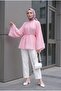 Hakim Collar Belted Lined Spanish Sleeve Oversize Lyocell Tunic - Pink - 5