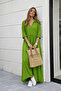 Women's Three Quarter Sleeves V-Neck Slit Long Aerobin Dress - 3