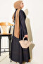 Women's Belted Long Denim Dress 2595 - Navy Blue - 4