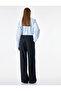 Viscose Blended High Waist Striped Palazzo Trousers with Pockets - 4