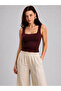 Women's Burgundy Ultra Premium 95% Cotton Square Neck Strap Blouse - 5