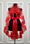 Red Bridal Veil Set Coverlet, Sparkling Guipure Sultan Model, Henna Night Wedding Promise Engagement Bridal Reception - 4