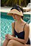 Summer Women's Ribbon Detailed Banded Straw Visor Hat