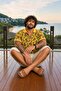 Men's Large Size Polo Neck T-Shirt Hawaii 24455 Yellow - 2