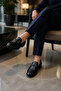 Men's Black Leather Classic Loafer Comfortable Non-Slip Sole Daily Office Shoes - 2