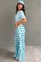 Blue Polka Dot Side Striped Wide Leg Women's Sweatpants Mg2860 - 2