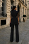 Women's Top and Bottom Two-Piece Set Shoulder Detail Belted Sleeveless Blazer Jacket Trousers Set - 5
