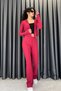 Ottoman Hooded Zippered Finger-Loop Suit-Burgundy Bordo - 8