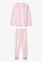 Pink Girl's Cow Pattern Long Sleeve Cotton 2-Piece Pajama Set - 5