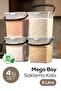 حاوية مربعة الشكل من ميجا بوي، 4 قطع، سعة 6 لتر - صندوق تخزين بمقبض شفاف