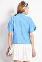 Women's Light Blue Sleeve Slit Detailed Crop Short Sleeve Jacket Arm-24Y001048 - 6