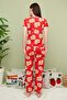 Cat Patterned Crew Neck Short Sleeve Pajama Set - 6